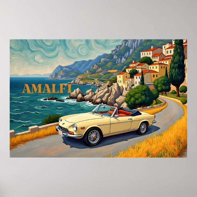 Poster Viagem de retrorreflector da Costa Amalfi: Estilo  (Frente)