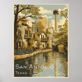 Poster Viagem de San Antonio Riverwalk