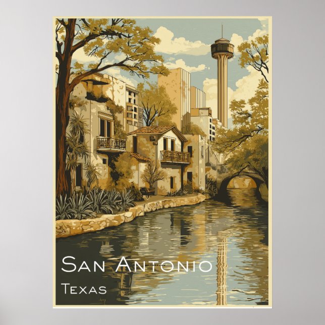 Poster Viagem de San Antonio Riverwalk (Frente)