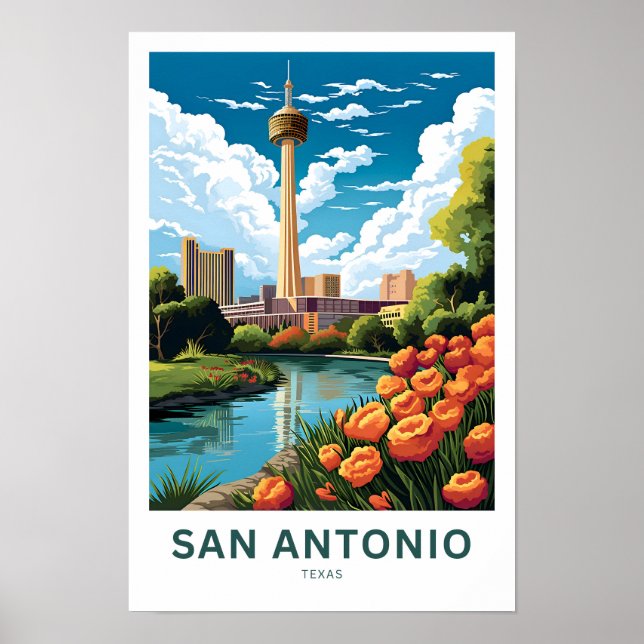 Poster Viagem de San Antonio Texas (Frente)