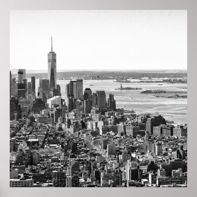 Poster Viagem de Skyline em Nova York, branco preto (Frente)