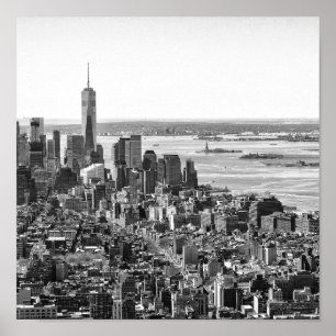 Poster Viagem de Skyline em Nova York, branco preto