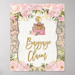 Poster Viagem de Solicitação de Bagagem Mapear Chá de pan<br><div class="desc">Sinal de solicitação de Viagens vintage rosa e Dourada,  com flores cor-de-água rosa e roxas femininas</div>