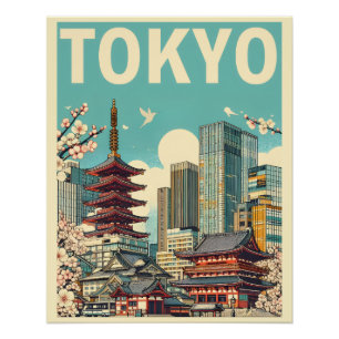 Pôster Viagem de Tóquio Japão - Presentes no horizonte