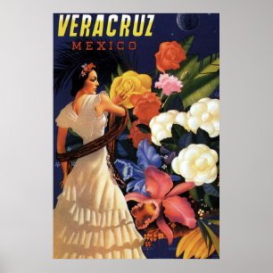 Pôster Viagem de Veracruz México do vintage