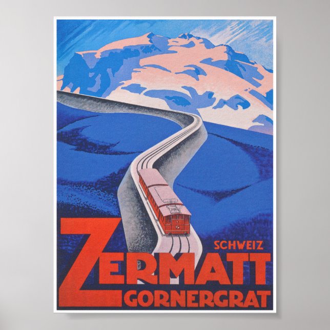 Poster Viagem do comboio de Suiça Zermatt (Frente)