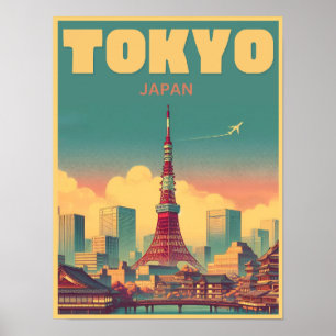 Poster Viagem do Japão Torre de Tóquio presentes