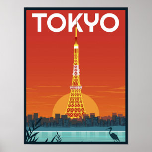 Poster Viagem do Japão Torre de Tóquio - Presentes