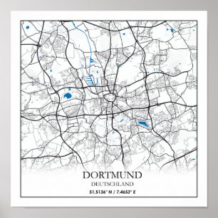Poster Viagem do Mapa da Cidade da Alemanha Dortmund