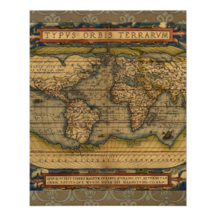 Pôster Viagem do Mapa Mundial Antiquado Ortelius Europa