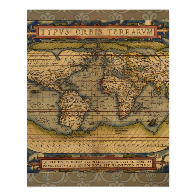 Pôster Viagem do Mapa Mundial Antiquado Ortelius Europa (Frente)