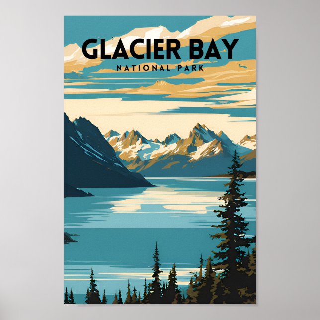 Poster Viagem do Parque Nacional da Baía de Glacier (Frente)