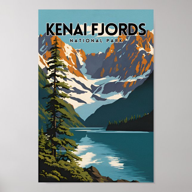 Poster Viagem do Parque Nacional do Kenai Fjords (Frente)