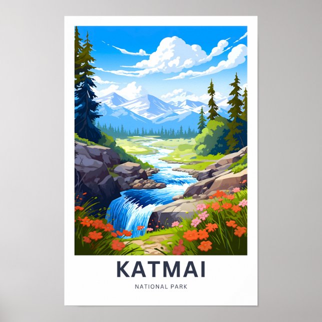Poster Viagem do Parque Nacional Katmai (Frente)