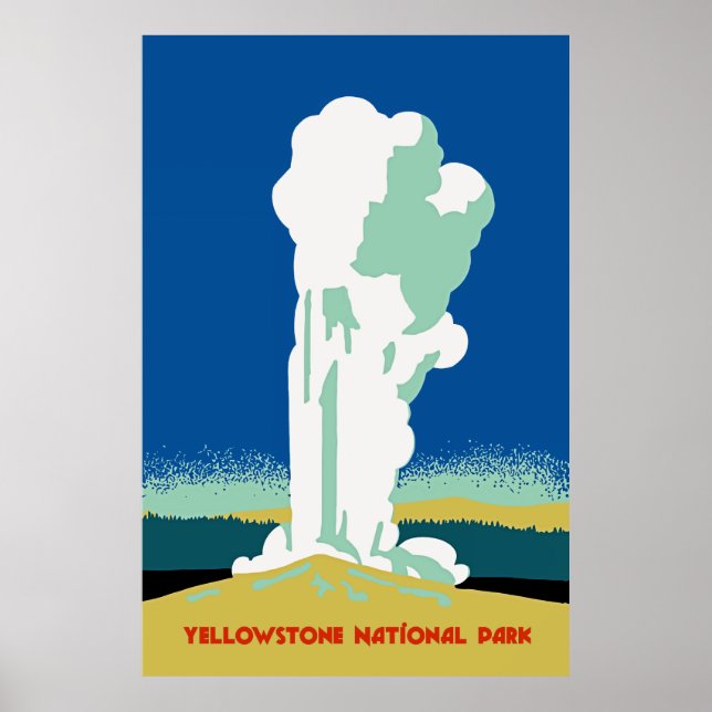 Pôster Viagem do Parque Yellowstone Retro (Frente)