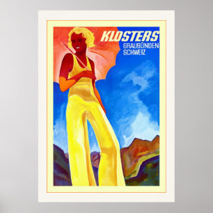 Poster Viagem do suíço do vintage do ~ de Klosters