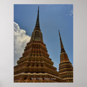 Poster Viagem do templo Pho Stupa Padoga Tailândia