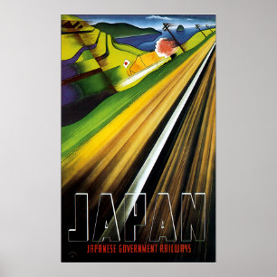 Poster Viagem do trilho de Japão da Pre-guerra do vintag