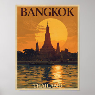 Poster Viagem do Vintage Bangkok