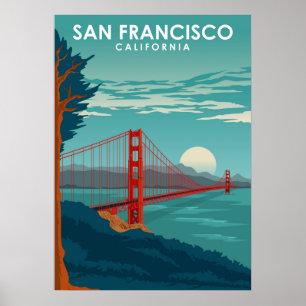 Poster Viagem dos Estados Unidos da Califórnia em São Fra