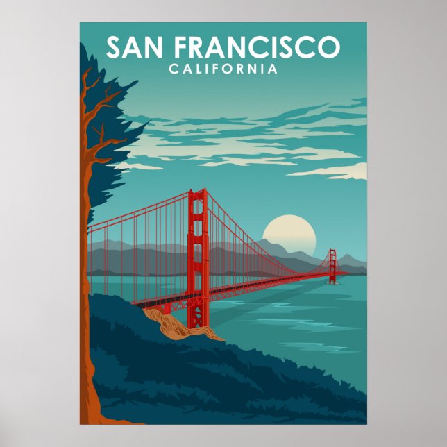 Poster Viagem dos Estados Unidos da Califórnia em São Fra (Frente)