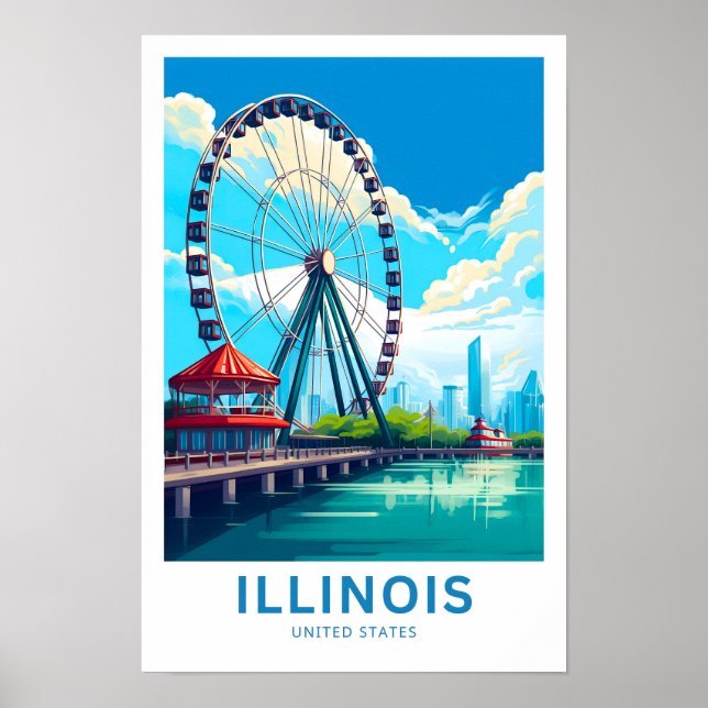 Poster Viagem dos Estados Unidos de Illinois (Frente)