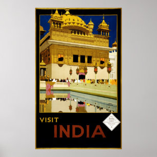 Poster Viagem dourado do templo de India da visita do