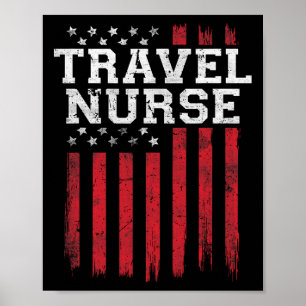 Poster Viagem Enfermeira Americana Flag Usa Patriot Patri