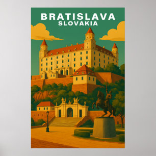 Poster Viagem Europeia Bratislava Eslováquia Vintage