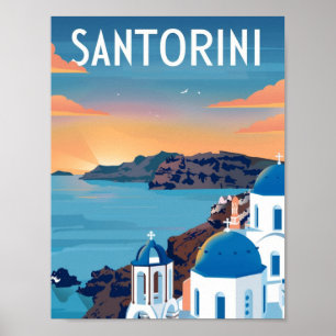 Poster Viagem Familiar da Grécia Santorini