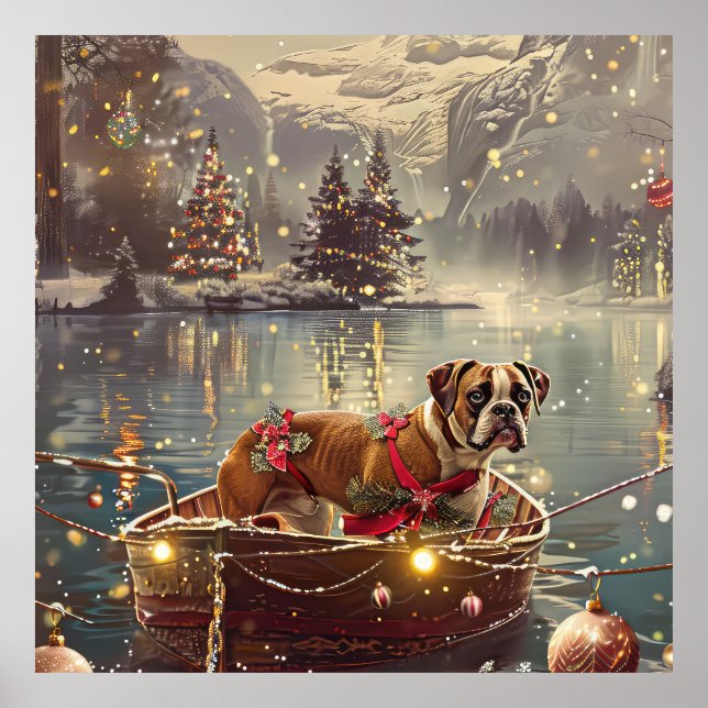Poster Viagem Festiva de Natal do Boxer (Frente)