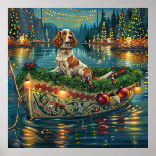 Poster Viagem Festiva de Natal do Brittany Spaniel