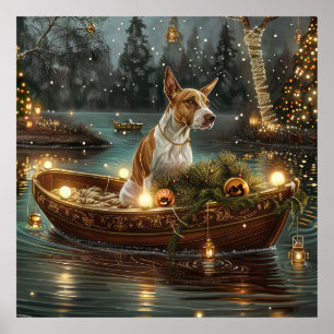 Poster Viagem Festiva de Natal do Bull Terrier
