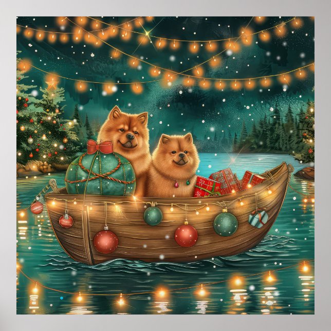 Poster Viagem Festiva de Natal do Chow Chow (Frente)