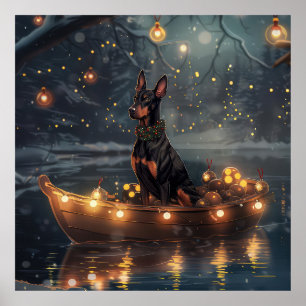 Poster Viagem Festiva de Natal do Doberman