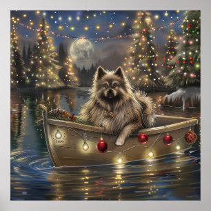 Poster Viagem Festiva de Natal do Keeshond