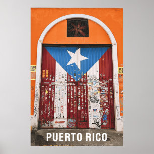 Poster Viagem Fotografia de Porto Rico Flag Old San Juan