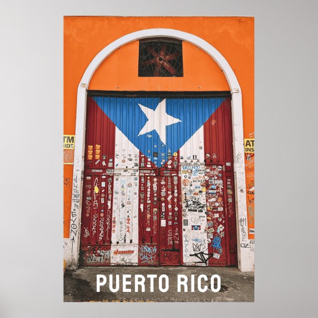Poster Viagem Fotografia de Porto Rico Flag Old San Juan (Frente)