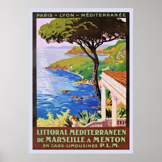 Poster Viagem francês Vintage Cote d'Azur (Frente)