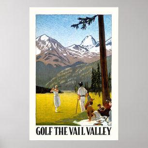 Poster Viagem Golfing do vale retro de Vail