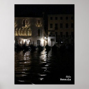Poster Viagem Itália - Noite Escura de Veneza com gando