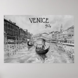 Poster Viagem Itália - souvenir preto e branco de VENICE