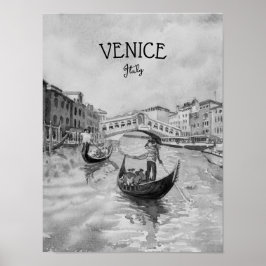 Poster Viagem Itália - souvenir preto e branco de VENICE