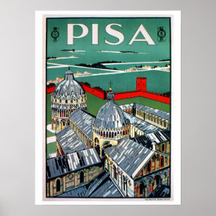 Pôster Viagem italiano de Pisa do 1920 do vintage