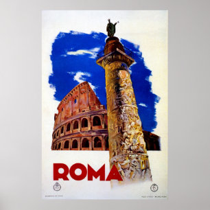 Poster Viagem italiano de Roma Roma do vintage