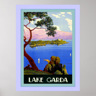 Pôster Viagem italiano do vintage do ~ de Garda do lago