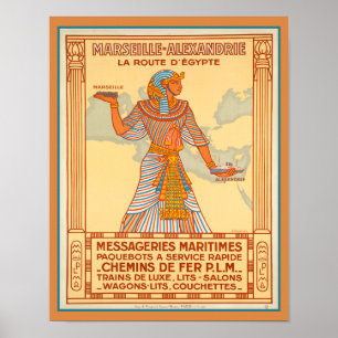 Poster viagem Marselha Alexandrie, Egito, 1927