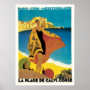 Pôster Viagem mediterrâneo de Paris Lyon do vintage