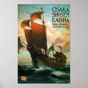 Poster Viagem mercantil do Co. do navio a vapor de Osaka
