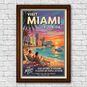 Poster Viagem Miami, Flórida, anos 60